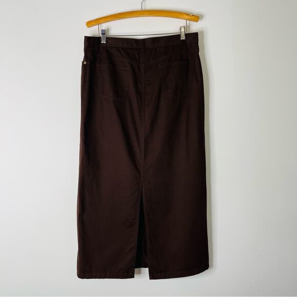 Vintage brown cottagecore academia preppy midi maxi slit straight skirt 14 - Picture 4 of 6